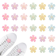 AHADEMAKER 24Pcs 6 Colors Resin Shoelace Charms, Detachable Buckle Clips, Sakura, Mixed Color, 26.5x25.5x14.8mm, 4pcs/color(AJEW-GA0005-15)