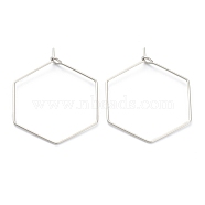 316 Surgical Stainless Steel Earring Hoop, Ear Wire, Stainless Steel Color, 32mm, Hole: 2mm, Pin: 0.6mm(STAS-M288-09P-A)