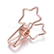 Star Shape Iron Spring Clips, with Plastic Box, Rose Gold, 33x18x16mm, 8pcs/box(X-TOOL-I006-07RG)