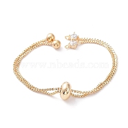 Rack Plating Brass Box Chain Link Bracelet Making, Slider Bracelets, with Cubic Zirconia, Long-Lasting Plated, Real 18K Gold Plated, 24cm, Single Chain Length: about 12cm(KK-A183-01G)