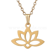201 Stainless Steel Pendnat Necklaces,  304 Stainless Steel Cable Chain Necklaces, Flower, 15.94 inch(40.5cm), Flower: 19x19mm(NJEW-JN04764-04)