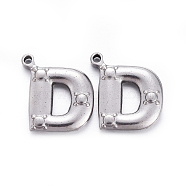 304 Stainless Steel Pendants, Letter.D, 18.5x15.5x3mm, Hole: 1.4mm(STAS-F221-10P-D)