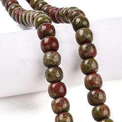 Natural Unakite Beads Strands, Barrel, 10~10.5x9~9.5mm, Hole: 1.2mm, about 41~43pcs/strand, 14.37~16''(36.5~40cm)(G-T138-142)