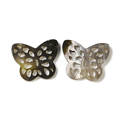 Natural Black Lip Shell Cabochons, Hollow Butterfly, Black, 17.5x21x2mm(SSHEL-M022-23)