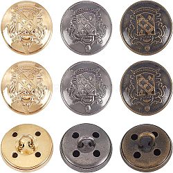 Olycraft 18Pcs 3 Colors Alloy Button, Cadmium Free & Lead Free, Flat Round, Mixed Color, 14.5x9.5mm, Hole: 3mm, 6Pcs/Color(BUTT-OC0001-14)