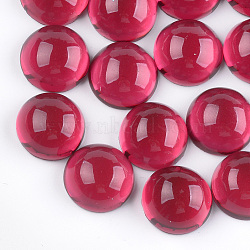 Translucent Resin Cabochons, Half Round/Dome, Cerise, 13.5~14x6.5mm(RESI-S361-14mm-04)