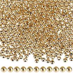 304 Stainless Steel Beads, Round, Golden, 3x2.5mm, Hole: 1.2mm, 500pcs/box(STAS-SC0006-92B)