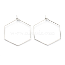 316 Surgical Stainless Steel Earring Hoop, Ear Wire, Stainless Steel Color, 32mm, Hole: 2mm, Pin: 0.6mm(STAS-M288-09P-A)