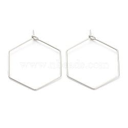 Non-Tarnish 316 Surgical Stainless Steel Earring Hoop, Ear Wire, Stainless Steel Color, 32mm, Hole: 2mm, Pin: 0.6mm(STAS-M288-09P-A)