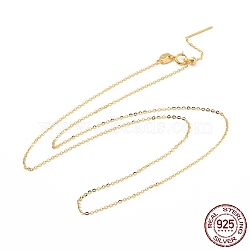 925 Sterling Silver Beadable Necklaces, Cable Chains Necklace for Women, Real 18K Gold Plated, 17.72 inch(45cm)(STER-I021-01G)