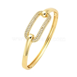 Brass Micro Pave Clear Cubic Zirconia Hollow Rectangle Hinged Bangles for Woman, Real 18K Gold Plated, 1/4~5/8 inch(0.5~1.6cm), Inner Diameter: 2-1/8x2-3/8 inch(5.5x5.9cm)(BJEW-M312-03C-G)