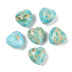 Dyed Natural Imperial Jasper Heart Palm Stone, Healing Pocket Tone for Reiki Energy Balancing Meditation Gift, Cyan, 19.5~20.5x20~20.5x13~14mm(G-Q021-03B)