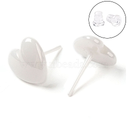 Hypoallergenic Bioceramics Zirconia Ceramic Heart Stud Earrings, No Fading and Nickel Free, White, 9.8x9.8mm(EJEW-C065-02E)