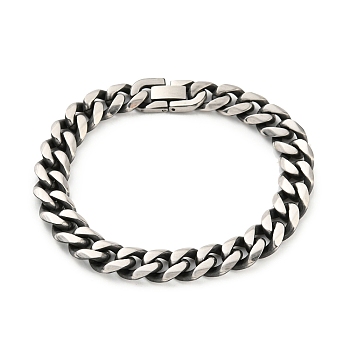 201 Stainless Steel Curb Chain Bracelets, Cuban Link Chain Bracelet, Stainless Steel Color, 8-5/8 inch(21.8cm)