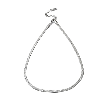 304 Stainless Steel Herringbone Chain Necklace, Stainless Steel Color, 15.91 inch(40.4cm)