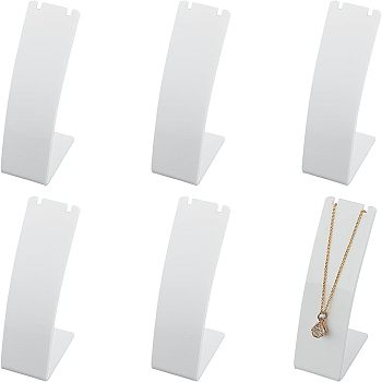 Acrylic Necklace Displays, White, 4.35x2.95x10.95cm