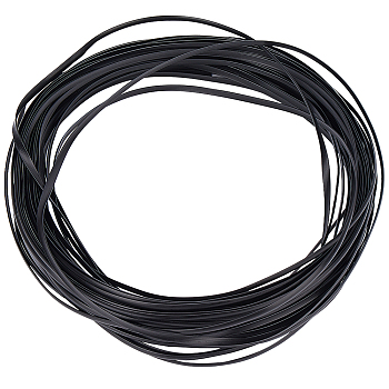 Plastic Imitation Cane Wire Cord, Flat, Black, 5mm