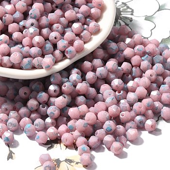 Baking Paint Glass Seed Beads, Bicone, Pearl Pink, 4.5x4mm, Hole: 1.1mm, about 142pcs/10g