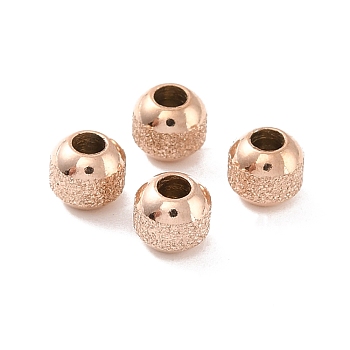 Ion Plating(IP) Textured 304 Stainless Steel Beads, Round, Rose Gold, 4mm, Hole: 1.5mm