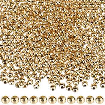 304 Stainless Steel Beads, Round, Golden, 3x2.5mm, Hole: 1.2mm, 500pcs/box