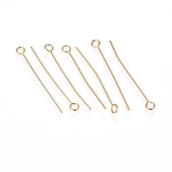 304 Stainless Steel Eye Pins, Golden, 30x0.6mm, Hole: 2mm