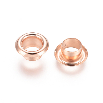 European Style 304 Stainless Steel Eyelet Core, Grommet for Large Hole Beads, Rose Gold, 9x4.5mm, Hole: 5mm