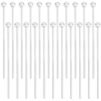 200Pcs Brass Ball Head Pins, 925 Sterling Silver Plated, 30.5x1.8mm