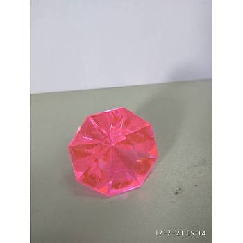 Acrylic Rhinestone Pointed Back Cabochons, Faceted, Diamond, Pink, 30.1x20mm