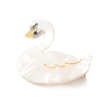 Christmas Cellulose Acetate Alligator Hair Clip, with Alloy Chips, Swan, 35x39mm