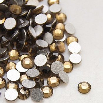 Glass Flat Back Rhinestone, Grade A, Back Plated, Faceted, Half Round, Smoked Topaz, SS8, 2.3~2.4mm, 1440pcs/bag