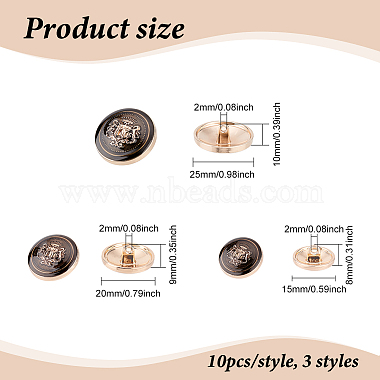 30Pcs 3 Style 1-Hole Alloy Enamel Shank Buttons(BUTT-FG0001-10)-2