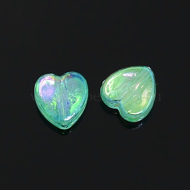 8mm Green Heart Acrylic Beads
