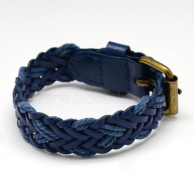 Trendy Unisex Casual Style Braided Hemp and Leather Wristband Bracelets(BJEW-L268-M)-2