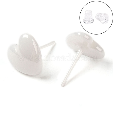 White Heart Zirconia Ceramic Stud Earrings