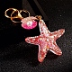 Diamond-Studded Starfish Shell Car Zinc Alloy Keychain Acrylic Cute Men and Women Bag Pendant Metal Keychain Ring Gift(PW-WG2593B-03)-1