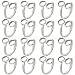 16Pcs 304 Stainless Steel Open Cuff Ring Findings, Pad Ring Setting, Flat Round, Stainless Steel Color, Inner Diameter: 17mm, Tray: 6mm(STAS-BBC0008-18)