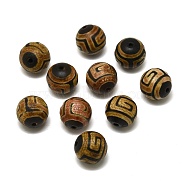 Tibetan Style dZi Beads, Natural Agate Beads, Round, 14mm, Hole: 1.4mm(G-Z020-03B-06)