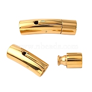 304 Stainless Steel Bayonet Clasps, Ion Plating (IP), Column, Golden, 30x9x8mm, Hole: 6mm(X-STAS-I013-6mm-G)