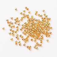 Iron Spacer Beads, Cadmium Free & Lead Free, Round, Golden, about 2mm in diameter, 2mm wide, hole: 1mm(E004-G)