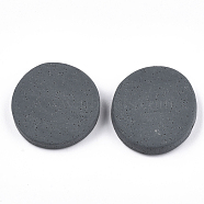 Handmade Polymer Clay Beads, Flat Round, Dark Gray, 24~25x25~26x5mm, Hole: 1.5mm(X-CLAY-S092-07)