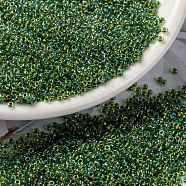 MIYUKI Round Rocailles Beads, Japanese Seed Beads, (RR341) Green Lined Chartreuse AB, 15/0, 1.5mm, Hole: 0.7mm, about 27777pcs/50g(SEED-X0056-RR0341)