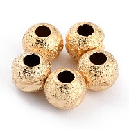Brass Spacer Beads, Long-Lasting Plated, Round, Real 24K Gold Plated, 4x3.5mm, Hole: 1.5mm(KK-O133-205-G)