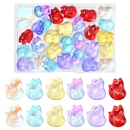 30Pcs 6 Colors Transparent Spray Painted Glass Pendants, Fox, Mixed Color, 18x14x7mm, Hole: 1mm, 5pcs/color(GLAA-FS0001-28)