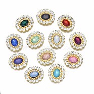 Alloy Cabochons, with Rhinestone, Cadmium Free & Lead Free, Faceted, Mixed Color, Oval, Rose Gold, 30x26.5x5.5mm(PALLOY-N0151-06LG-RS)