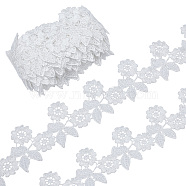 Polyester Lace Trim, for Sewing Craft, Flower, White, 2-1/8 inch(55mm), 5 yards/bag(SRIB-GF0001-22A)