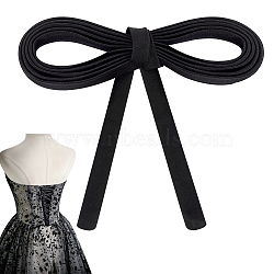 Satin Rope, for Women's Wedding Dress Zipper Replacement, Adjustable Fit Satin Corset Back Kit, Black, 2090x10x1mm(FIND-WH0021-40A)