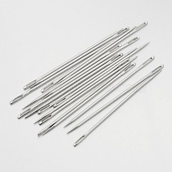 Iron Sewing Needles, Platinum, 7.4x0.2cm; about 25pcs/bag(AJEW-L037-10)