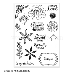 Clear Silicone Stamps, for DIY Scrapbooking, Photo Album Decorative, Cards Making, Flower, 210x150mm(PW-WG566B9-01)