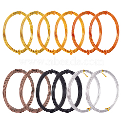 ELITE 12 Rolls 6 Colors Round Aluminum Craft Wire, for Beading Jewelry Craft Making, Mixed Color, 20 Gauge, 0.8mm, 2rolls/color(AW-PH0002-27)
