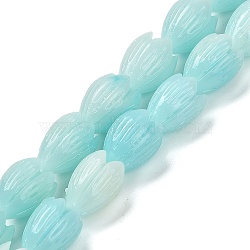 Synthetic Shell Dyed Carved Beads Strands, Flower, Light Sky Blue, 10.5x7.5mm, Hole: 1.4mm, about 35pcs/strand, 13.78''(35cm)(SHEL-K007-08B-02)